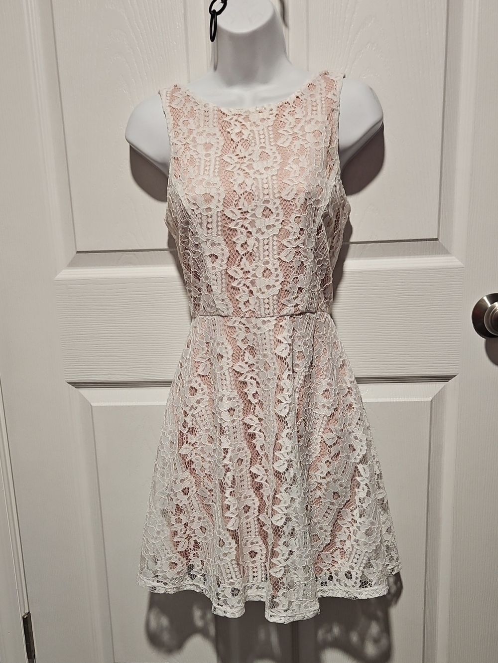 Speechless Ivory Lace Mini Dress with Nude Lining